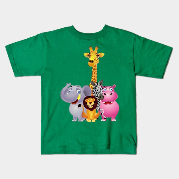 animal group Kids T-Shirt by adamanartwork